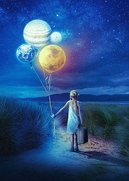 girl under night light